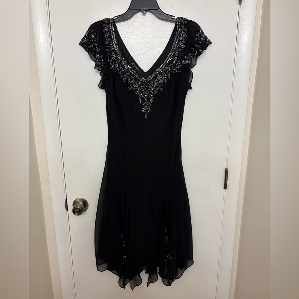 JKARA | Embellished Handkerchief-Hem Cocktail Dress | Whimsigoth Fairy | Size 12